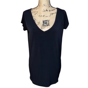 BlackPants Deep V-Neck Top With Side Zips Size M